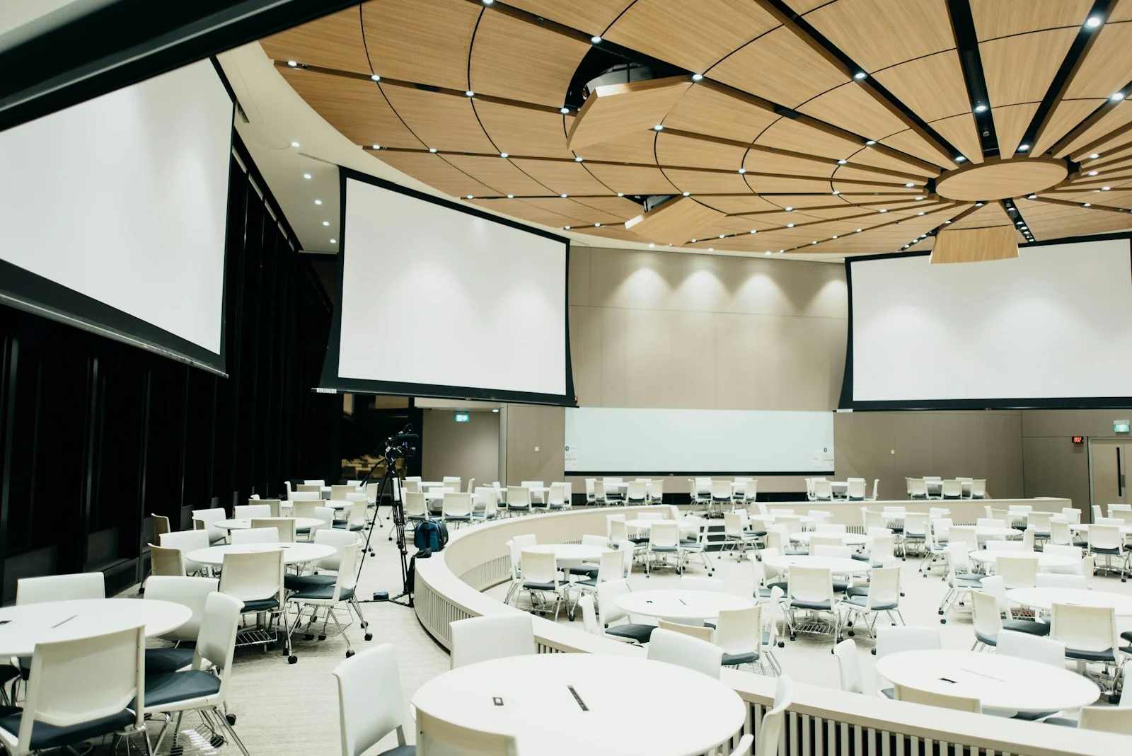 Executive boardroom set for a private financial-services briefing